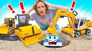 Spielzeug Video für Kinder mit Nicole und Robocar Poli. Poli ist in die Grube gefallen.