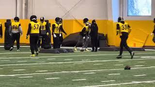 Alex Highsmith T.J. Watt running through a drill as Steelers prepare for Colts