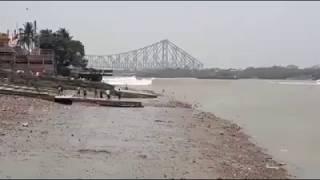 Huge Tide Strom on Hoogley River  Ganga River  Kolkata  Howrah Bridge