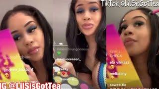 SAWEETIE LIVE ON INSTAGRAM DOING MAKEUP TUTORIAL WITH HER MORPHE PALETTE COLLABORATION