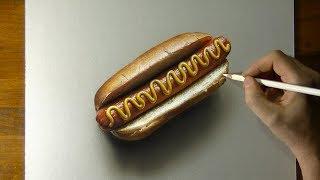 Drawing Hot Dog - How to Draw 3D Art