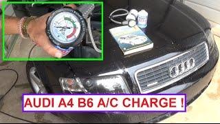 How to recharge the AC System on AUDI A4 B6.  Audi A4 B6 Air Conditioning Charge