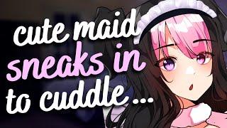 cute maid sneaks in ur bed to cuddle  F4M master confession soft breathing asmr roleplay