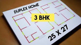 25*27 duplex home design II 25*27 दो मंजिला घर की योजना II 25 x 27 duplex ghar ka naksha