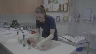 Westmead Hospital Woman and Newborns baby bathing demonstration