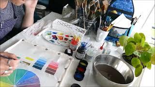 Live tutorial toonwaarden schilderen op zijde  painting tonal values ​ silk Atelier-Bertina #159