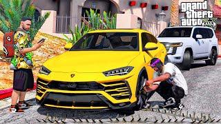 РЕАЛЬНАЯ ЖИЗНЬ В GTA 5 - НАЕХАЛ НА ШИПЫ И ЧУТЬ НЕ ПОПАЛ В АВАРИЮ НА LAMBORGHINI URUS ВОТЕР