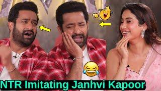 Jr NTR Imitating Janhvi Kapoor at Devara Movie Promotions  JR NTR Hilarious Fun With Janhvi Kapoor