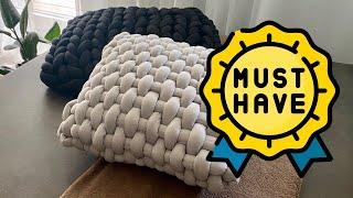 DIY  How To Make Big Chunky Pillow  Braided Pillow Case IDEA  Throw Pillow Style  Cushion Design