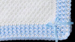 BABY BLANKET CROCHET PATTERN WITH BEAUTIFUL CROCHET STITCH FOR BABY BLANKETS AND EASY CROCHET BORDER