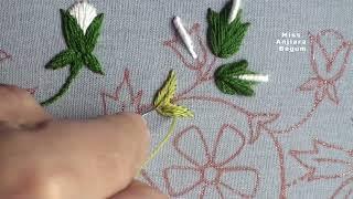 Hand Embroidery Tutorial White Floral Border Stitching