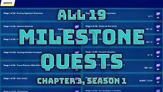 Fortnite Milestone Quests - All 20 Stages Best Tricks to Level Up FAST Chapter 3 Season 1