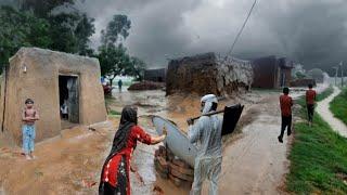 Very Heavy Rain In Pure Mud House Punjab Village Pakistan  Rain In Our Village