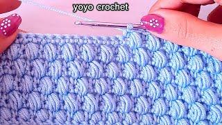 كروشية غرزة الباف بشكل جديد  انها سهلة وجميلة وتصلح للشنط - Crochet puff stitch new design