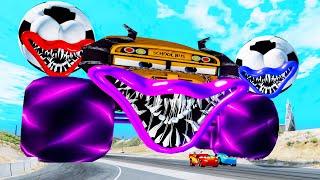 Epic Escape from Giant Monster Truck Miss Fritter vs Lightning McQueens   BeamNG.Drive