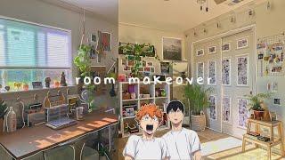 aesthetic indieanime room makeover manga wall plants + posters