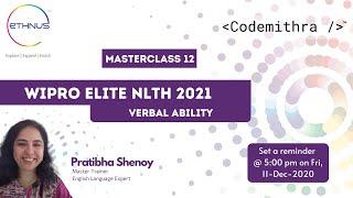 WIPRO Elite NLTH 2021  MasterClass 12  Verbal Ability for WIPRO Elite NLTH