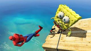 GTA 5 Spiderman & Spongebob Fails & Jumps vol.4 Funny Moments