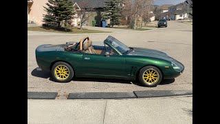 A minute from the first drive of my Simpson Italia Bodied Rocketeer V6 Miata conversion.