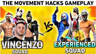 Movement King Vincenzo with V badge vs experience of Free Fire Players Squad Clash Custom Match