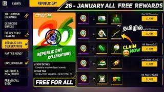 26-January free rewards  republic day event all free rewards in Freefire  ff upcoming Free Rewards