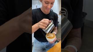 Kaitlin pouring out a tasty lunchtime coffee ️ #coffeegirl #baristalife #coffeeshop #cafe #latte