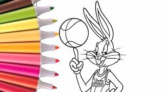 Space Jam COLORING CHALLENGE for Kids Bugs Bunny & Looney Tunes Kids Art Tutorial #coloring