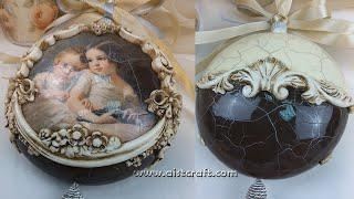 Victorian Christmas Ornaments Decoupage Tutorial