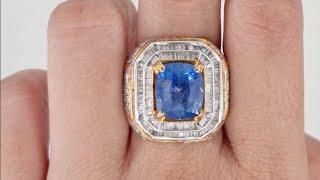 Cincin berlian pria Blue safir sri langka ceylon zpl 733