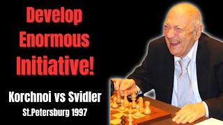 Wild Energy of 66-Year-Old Korchnoi. Korchnoi vs Svidler