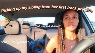 Drive with me to pick up my sibling from her first day of track practice