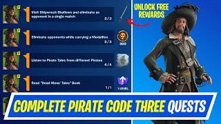 Fortnite Complete Pirate Code Three Quests - How to EASILY Complete Cursed Sails Quests Challenges