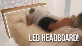 How to build a MODERN HEADBOARD with solid wood and LEDs