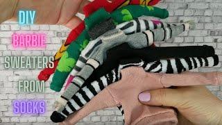 How to make Barbie Sweaters from Socks  #diybarbieclothes #diybarbie