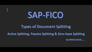 Types of Document Splitting in SAP