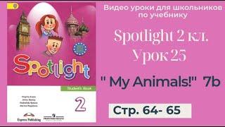 Spotlight 2 класс Спотлайт 2  Урок 25 My Animals 7b стр. 64 - 65