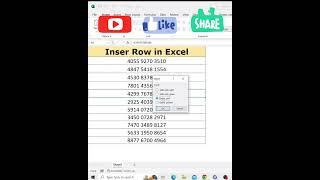 Insert Row in Excel  Insert Row  Excel Hacks  Tips and Tricks Shorts  #insertrow # #row #tips