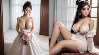 AI ART LOOKBOOK BEAUTY YOUNG INDONESIAN WOMAN BRIDE WEARING A SEXY WEDDING DRESS AI GIRL FASHION