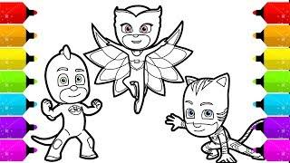 PJ Masks Owlette Gekko Catboy Drawing and Coloring for Kids