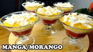 DELÍCIA DE MORANGO E MANGA - Mais fácil impossível Refrescante e deliciosa sobremesa