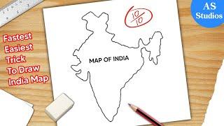 How to draw India Map easy  Fast Easy Trick India map drawing  Easy step by Step