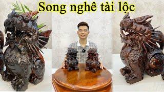 Tượng Song Nghê Tài Lộc Gỗ Trắc  Đồ Gỗ Tuấn Thành