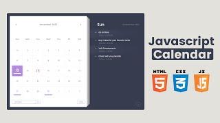 Modern Calendar with Todo in HTML CSS and JS Part 1  JavaScript Events Calendar