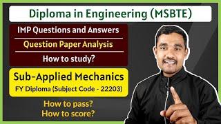 Applied Mechanics IMP Questions  How to Study Mechanics  FY Diploma MSBTE