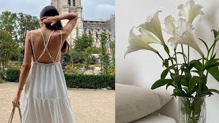 УТРО В ПАРИЖЕ. Полезные привычки. Базовые украшения и белое платье Paris Vlog