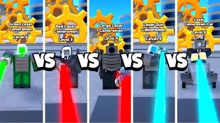 GREEN vs RED vs LARGE vs GUN vs CAR LASER CAMERAMAN   Toilet Tower Defense Roblox