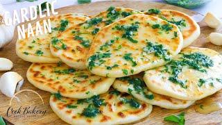 Naan mit Knoblauch ohne Hefe I Beilage zum Grillen - Knoblauchbrot