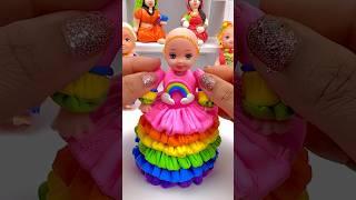 DIY How to Make Polymer Clay Miniature Rainbow Doll Dress  DIY Easy Polymer Clay Tutorial  ASMR