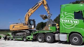 Transfert liebherr r920 avec new truck volvo