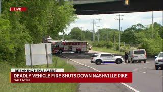 At least 1 dead after fiery crash on Nashville Pike in Gallatin